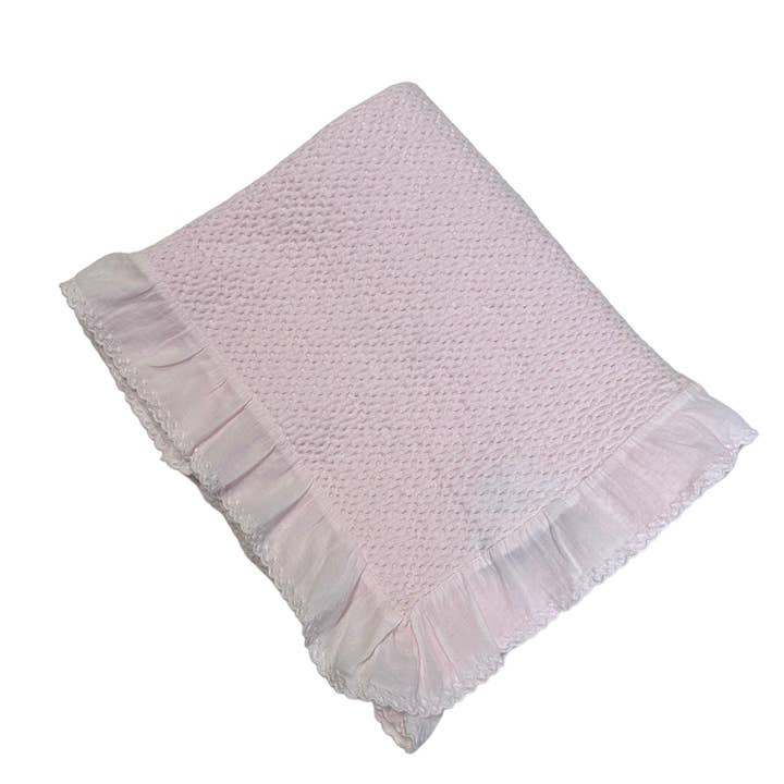 A Soft Idea - Wholesale Bedding blanket – Kids & Baby - 6032 - Stonewashed Puckered Blanket with Dotted Swiss Ruffle8