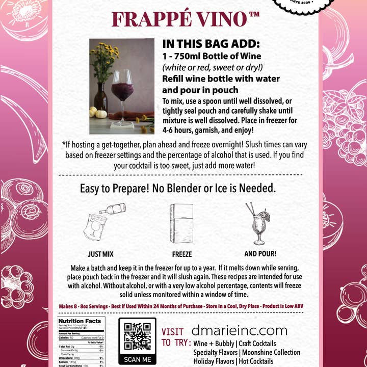 d'marie inc. - Wholesale Cocktail Mix/Syrup - Original Frappé Vino Frozen Wine Slush Mix2