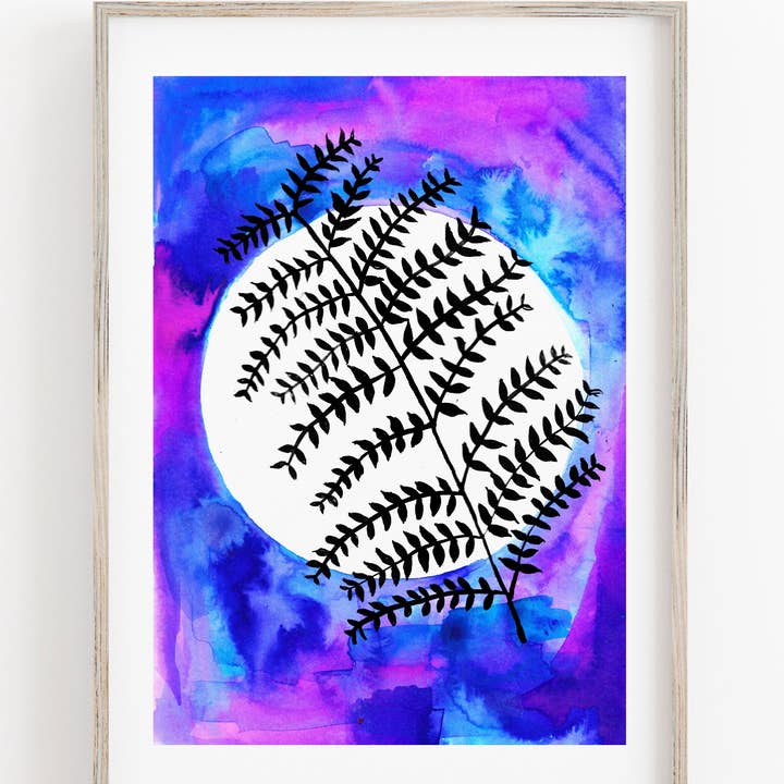 Leaf Drawing Night Colours - Art Print for wholesale by Drawn Together Art Collective