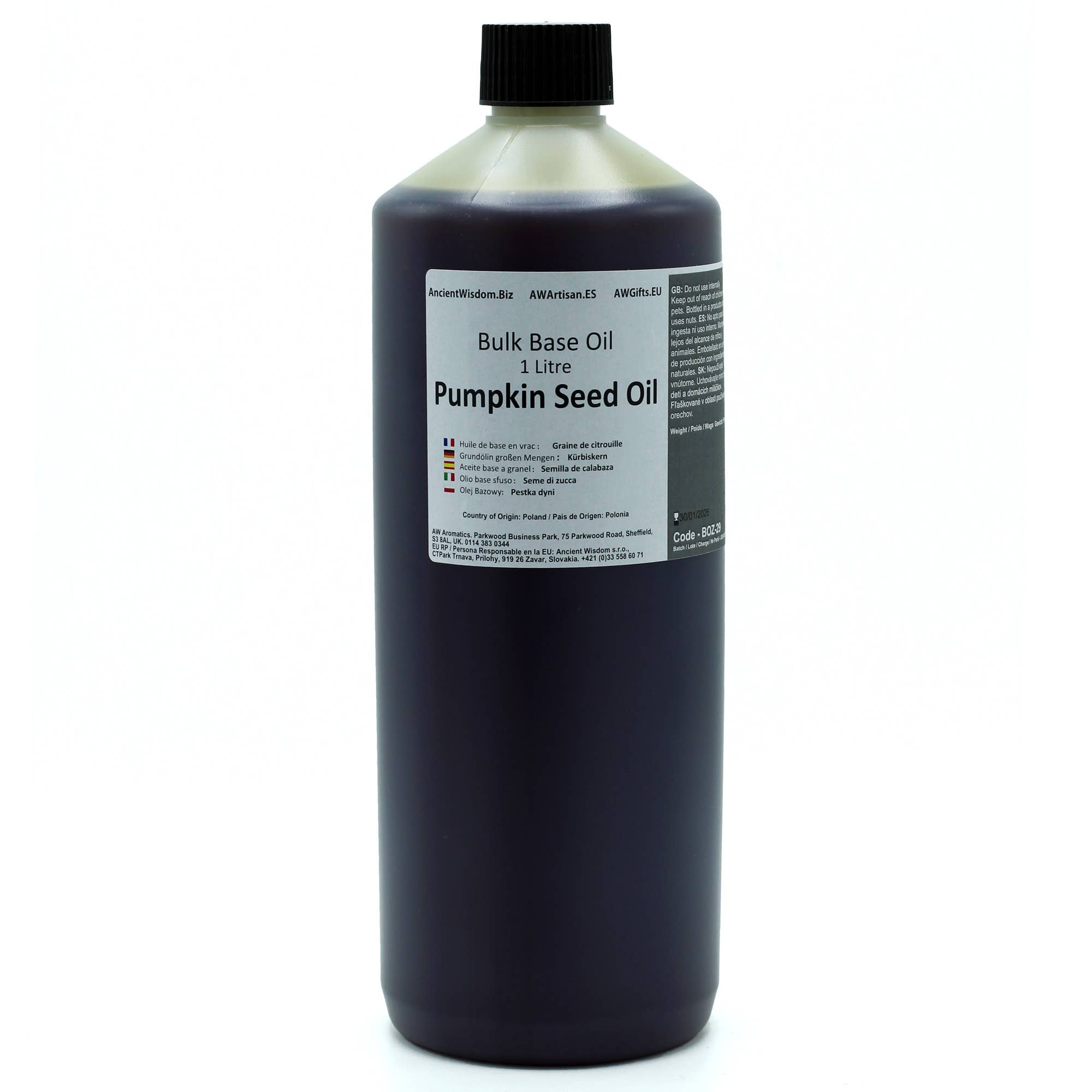 AW Artisan - Wholesale Essential Oil - Pumpkin Seed Oil 1 Liter0