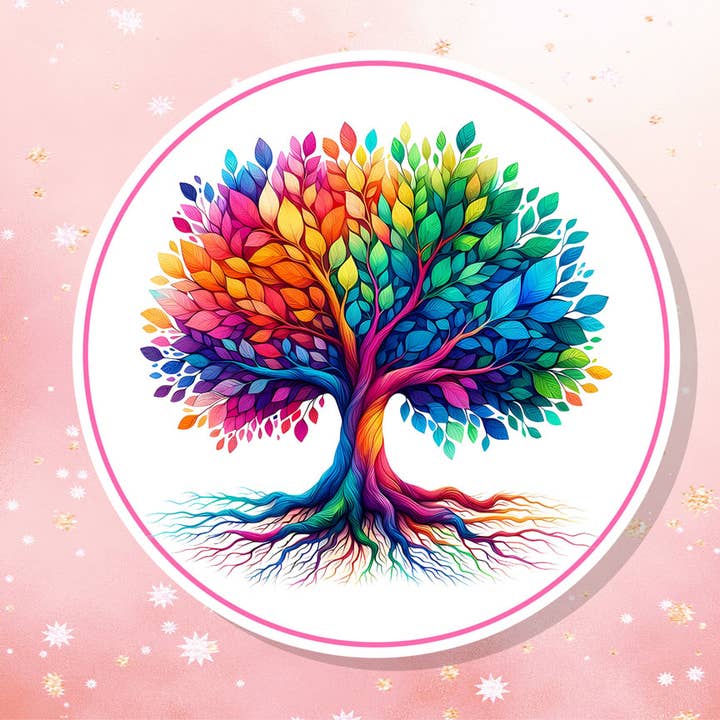 Tree of Life Colorful Sticker Metaphysical Intention for wholesale by London Luxury Candles