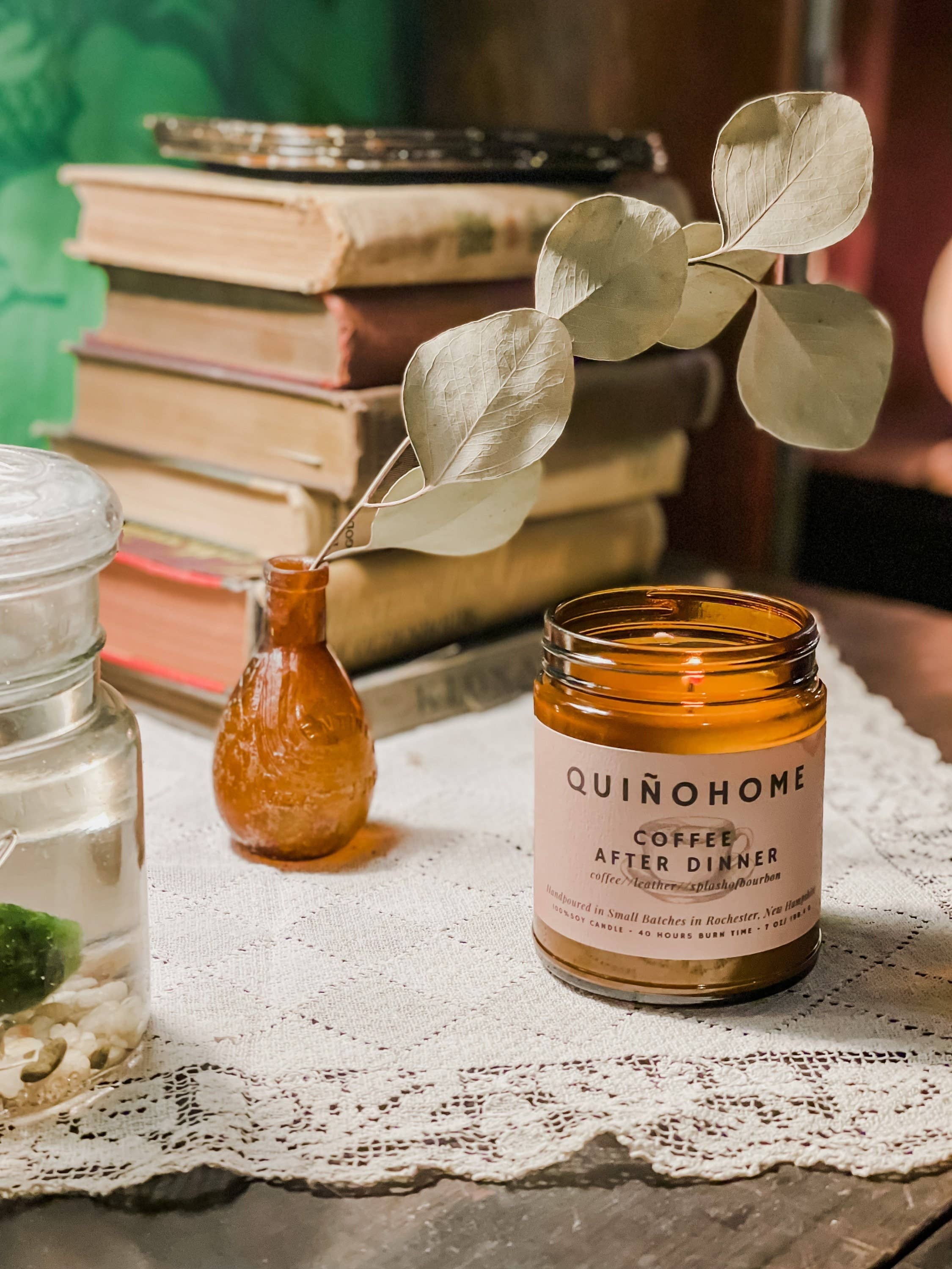 quiñohome - Wholesale Jar/Filled Candle - Coffee After Dinner 7oz Soy Candle Jar// Coffee, Leather, Splash Of Bourbon // Hand Poured Soy Wax// Kitchen Candle// Amber Jar Candle1