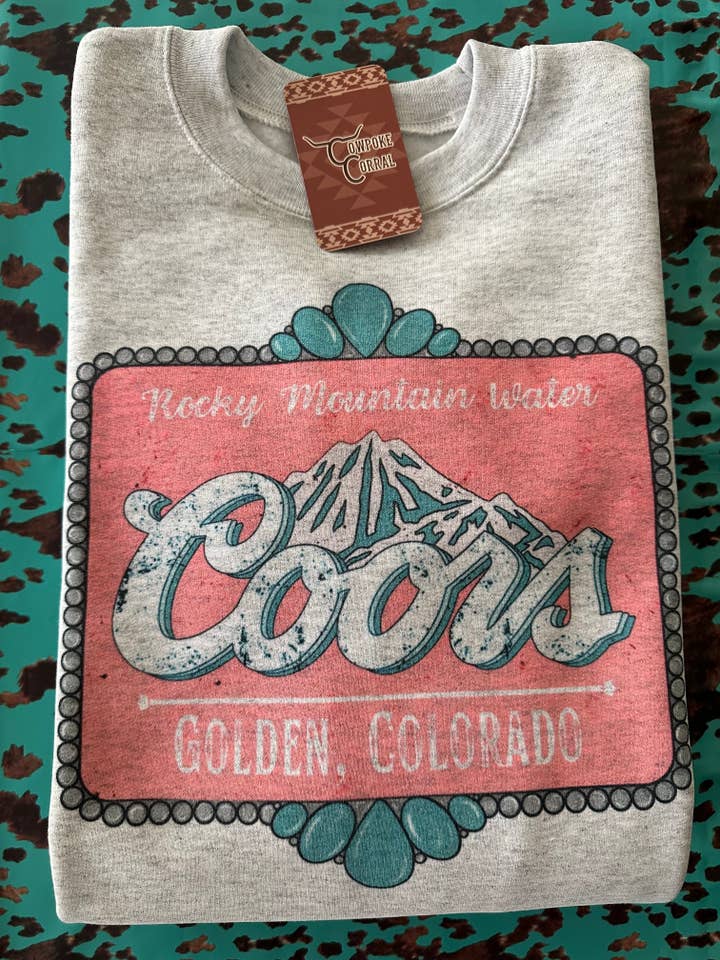 Ash Grey Rocky Mountain Water (Pink) - Crewneck Sweatshirt for wholesale on Faire