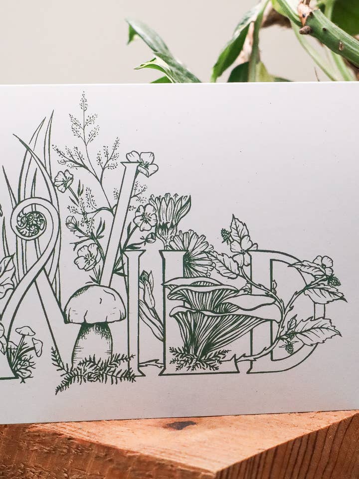 Wild Botanical Drawing Greeting Card for wholesale by Jya Raine