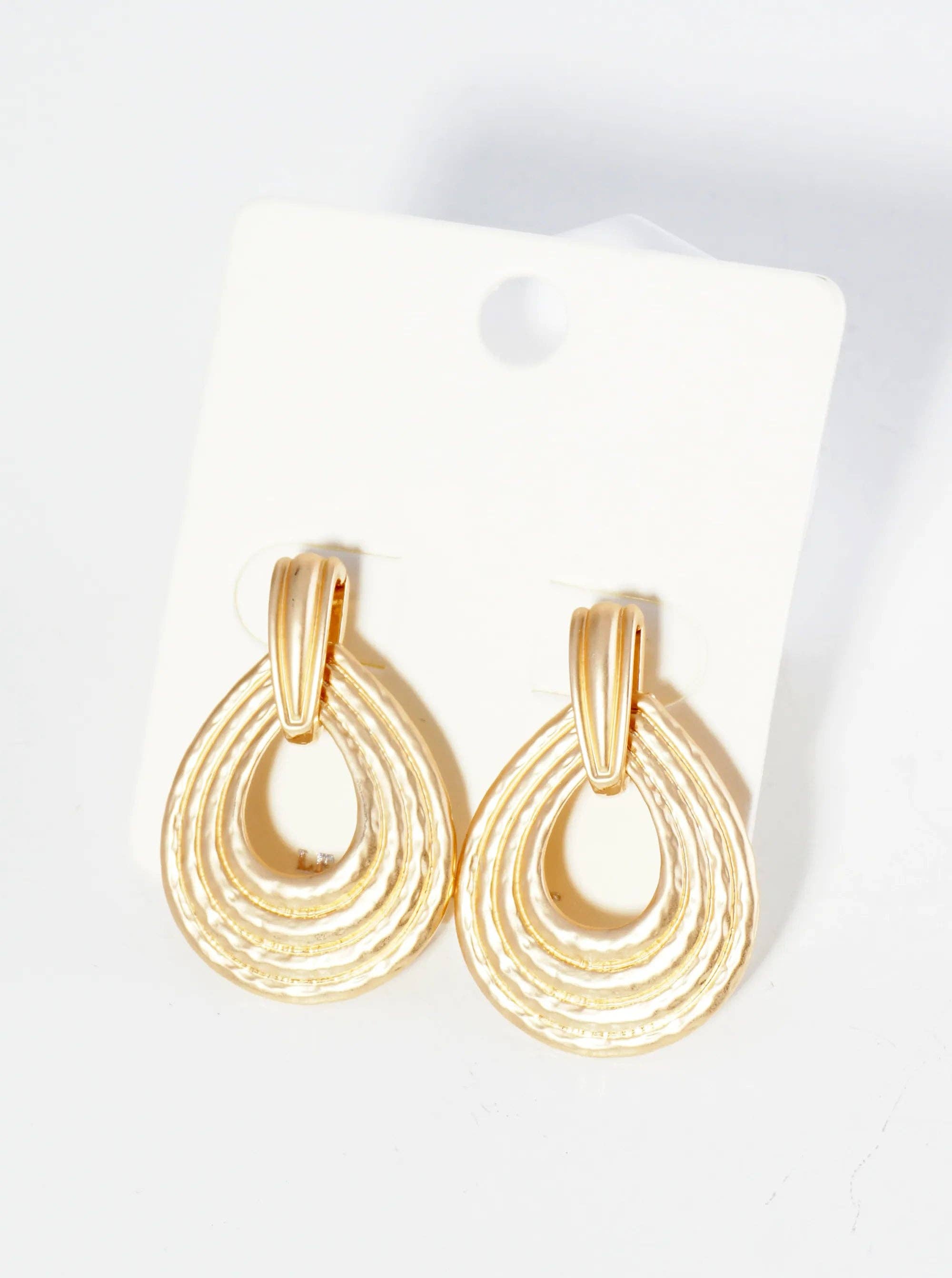 Wild Honey - Wholesale Dangle Earrings - Textured Metal Teardrop Post Earrings2