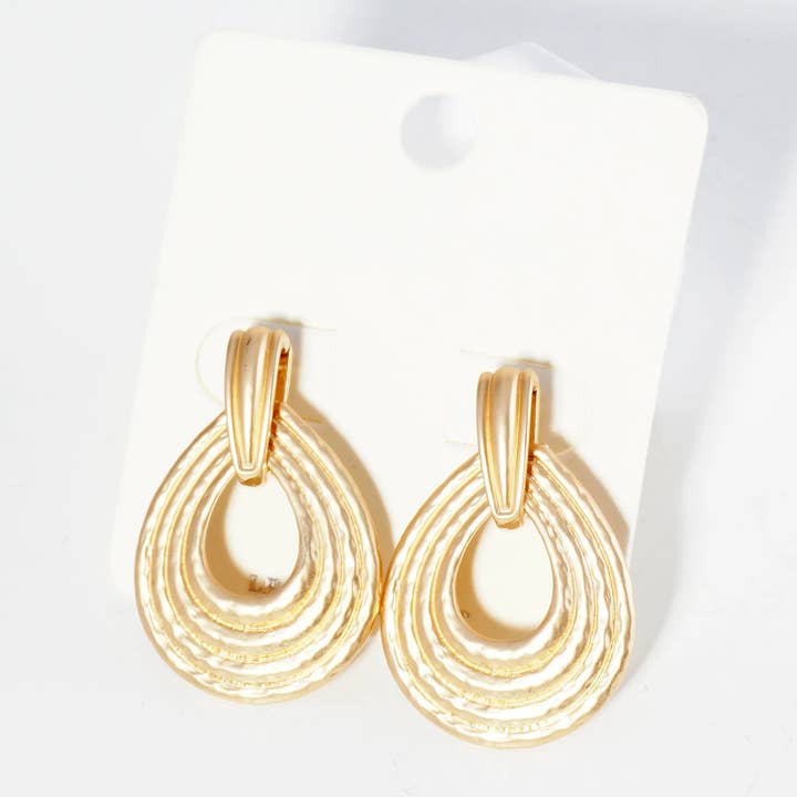 Wild Honey - Wholesale Dangle Earrings - Textured Metal Teardrop Post Earrings2