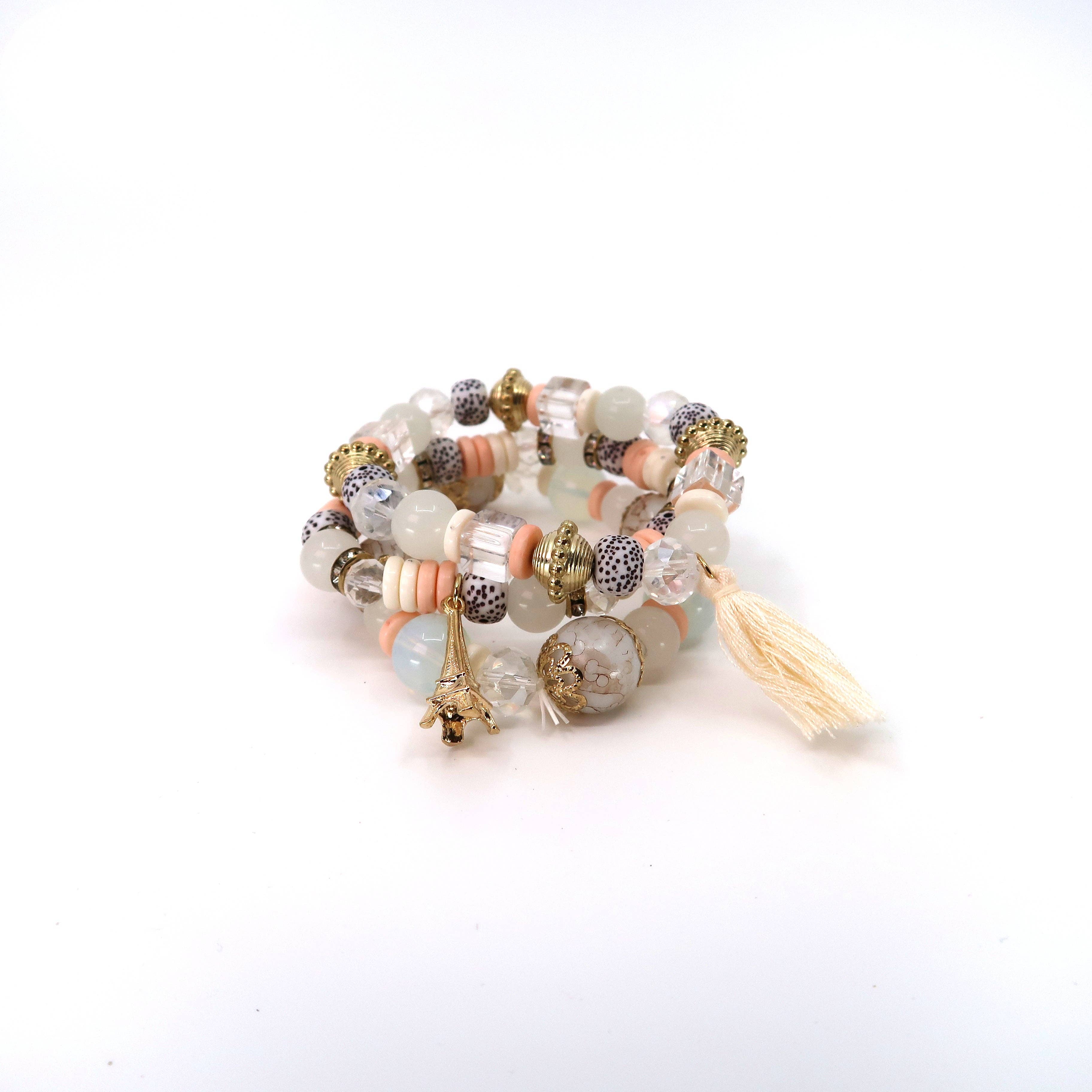 ASSORTED Eiffel Tower Charm Ball Bracelet BR2521-45. (12PC) for wholesale on Faire5