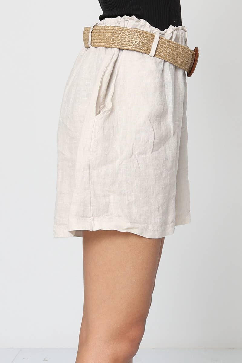 LÉA & LUC – wholesale Shorts – Dam – Shorts i 100 % linne med bälte REF. 50572