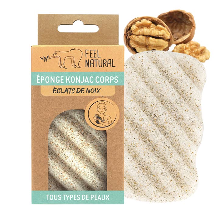 FRENCH TENDANCE - Wholesale Bath pouf/sponge - Konjac sponge with walnut chips.