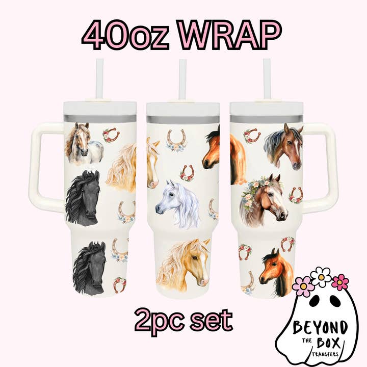 Horse 40oz UVDTF 2pc wrap for wholesale by BEYOND THE BOX TRANSFERS