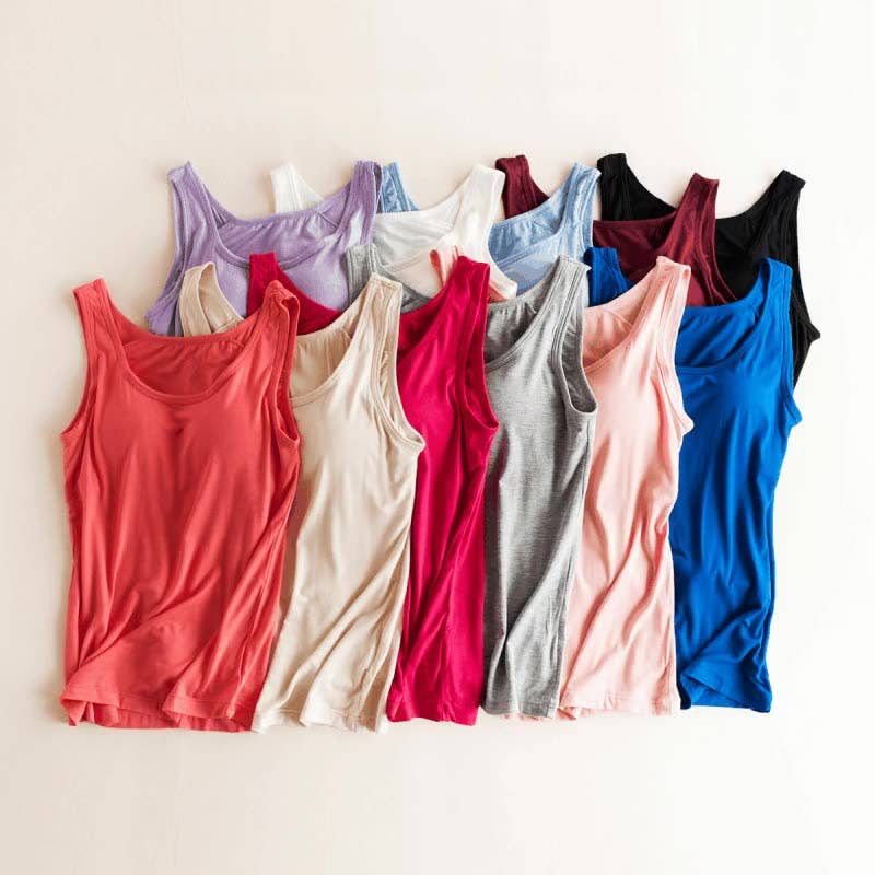 HIDDENBRAND - Wholesale Tank Top - Women's - Essential Basic Soft Modal tank top w built in bra32