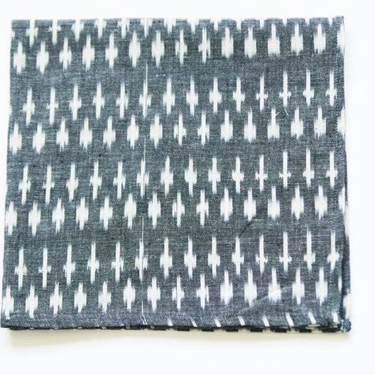 Grey White Dash Handwoven Ikat Cotton Table Napkin for wholesale by Rustic Loom