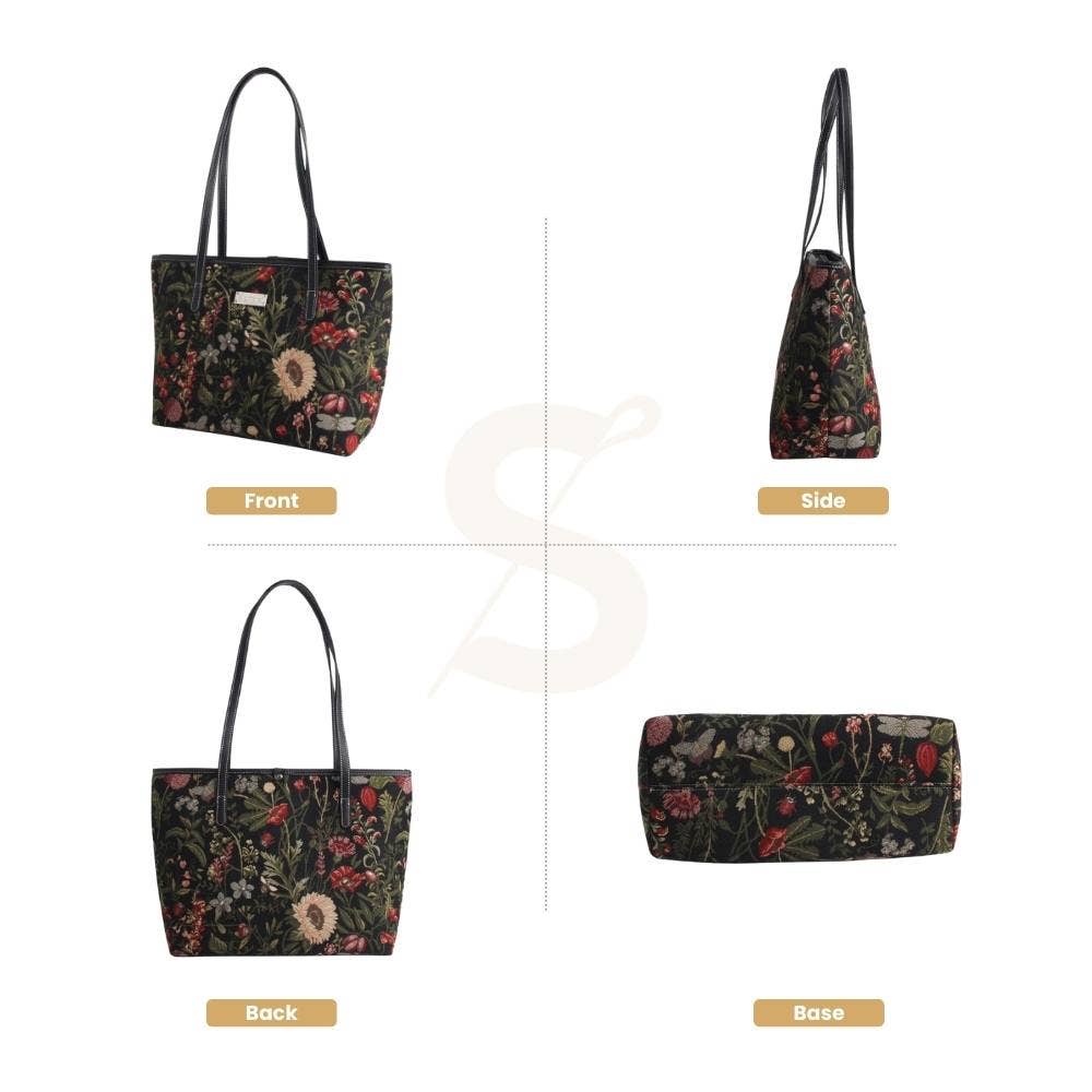 SignareArt - Vente Tote bag – femme - COLL-MGDBK | Sac fourre-tout universitaire noir Morning Garden4