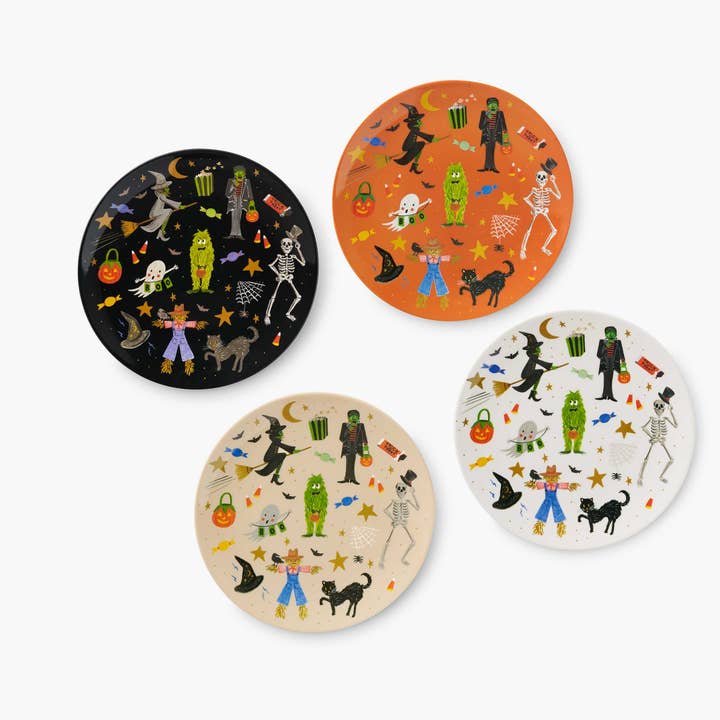 Halloween Parade Melamine Assorted Dessert Plates for wholesale by Rifle Paper Co.