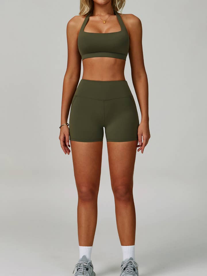 Crave by FW - Wholesale Activewear Set - Women's - Activewear Set with Halter Sports Bra and Short2