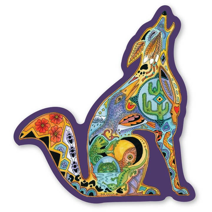 Coaster - Earth Art Coyote for wholesale by Morris Magnets