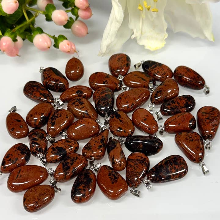 Natural Mahogany Obsidian Crystal Pendant for wholesale by KayleeNYC