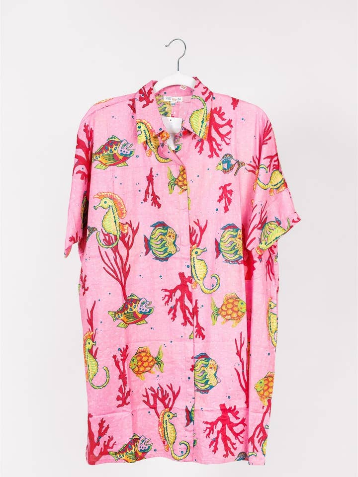 Valencia Hemdjurk Sealife Roze Multi Lente Zomer voor wholesale door ModaPosa