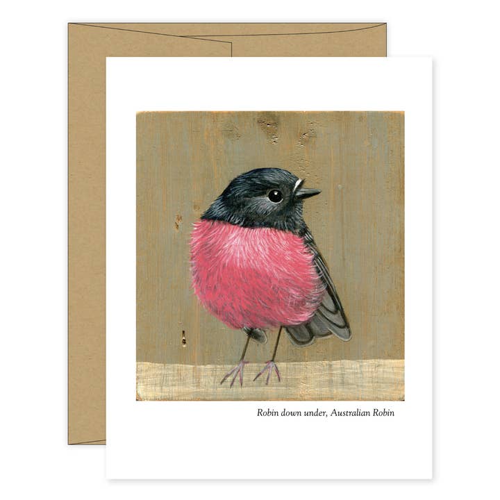 Bird notecard, australske Robin for engroshandel hos Daphne Confar