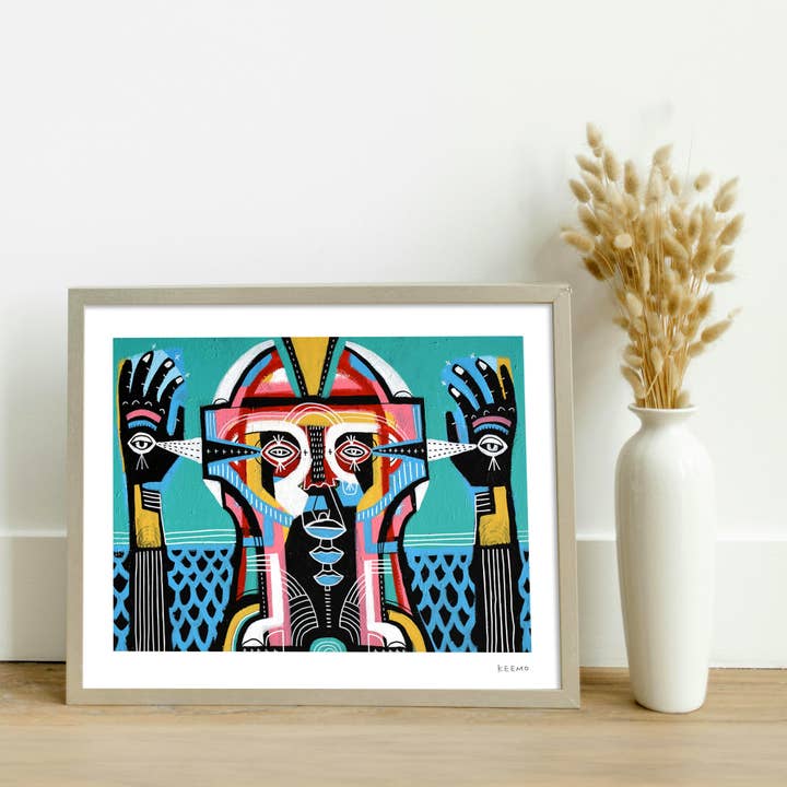 Keemo Gallery - Wholesale Art Print - Colorful Abstract Modern Art Print Blue Decor Unique Signed7