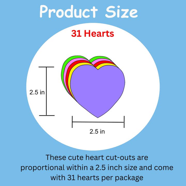 Creative Shapes Etc. - Wholesale Cutouts - SHAPES ETC. Heart Assorted Color Creative Cut-Outs- 2.5"1