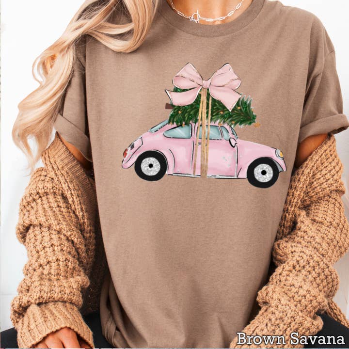 Shoppe SHC - Wholesale T-shirt (graphic) – women's - Pink Christmas Car Christmas 2025 Graphic Tee | Gildan28