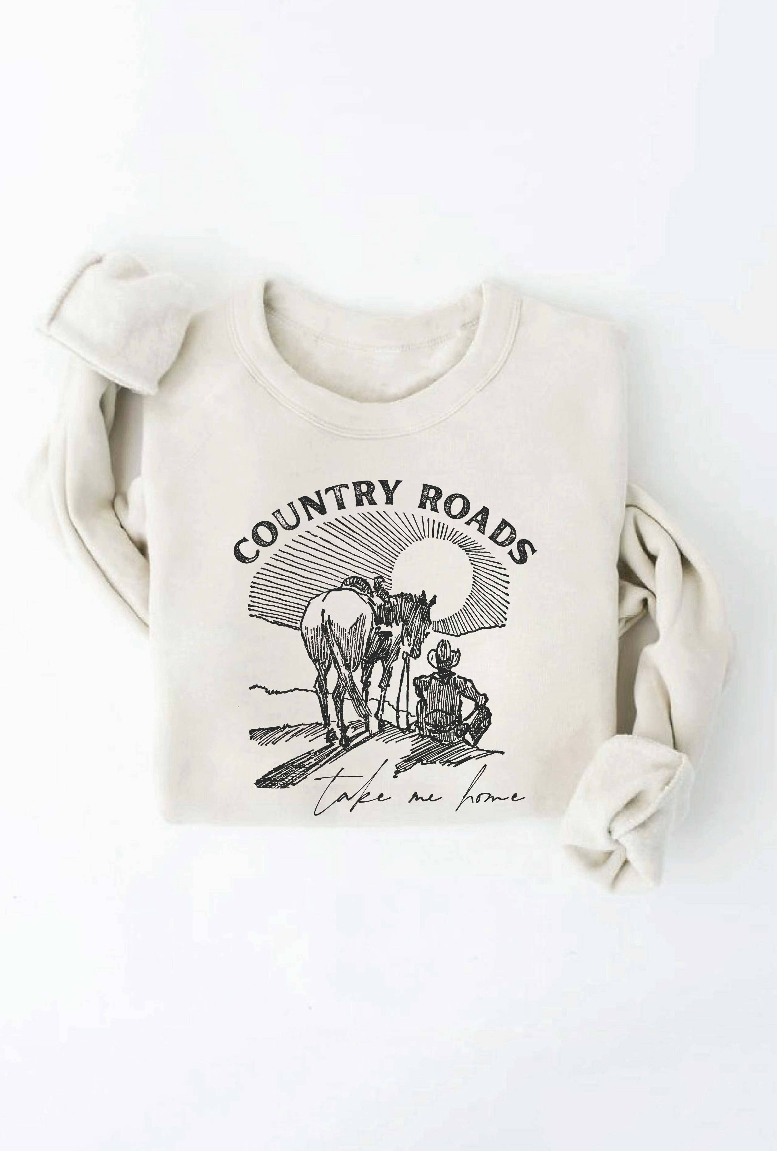 OAT COLLECTIVE - Wholesale Graphic Sweatshirt - Women's - COUNTRY ROADS TAKE ME HOME Graphic Sweatshirt4