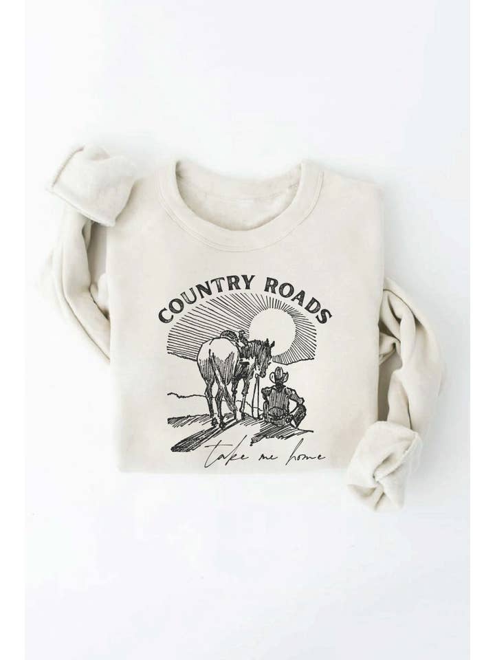 OAT COLLECTIVE - Wholesale Graphic Sweatshirt - Women's - COUNTRY ROADS TAKE ME HOME Graphic Sweatshirt4