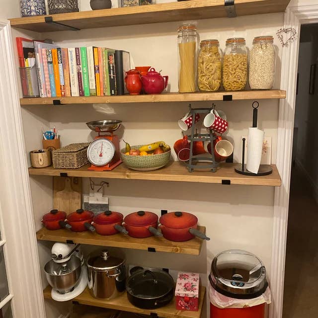 Steel Wood Avenue - Wholesale Wall Mounted Shelf - Rustic Deep Shelf with Industrial Metal J Brackets - 30cm x 3.4cm3