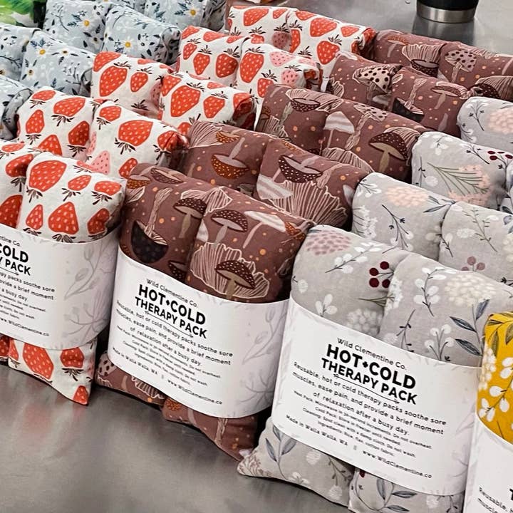 Wild Clementine Co. - Wholesale Hot/Cold Compress - Heating Pad Neck Wrap, Hot + Cold Flaxseed Pack-Green Floral