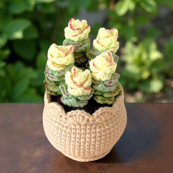 Handmade Crochet Echeveria Succulent | Faux Plant Decor | Yarn Succulent | Cute Mini Plant | Home Office Decor | Plant Lover Gift for wholesale by PinkLadyWorkshop