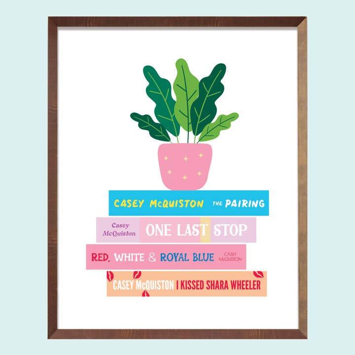 Casey McQuiston Book Stack Art Print for wholesale by Chapter & Craft Studio
