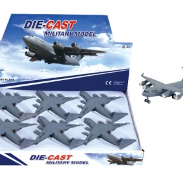 Die-Cast Military Transport Planes, x6 Unit Display Box for wholesale by Texas Toy Distribution