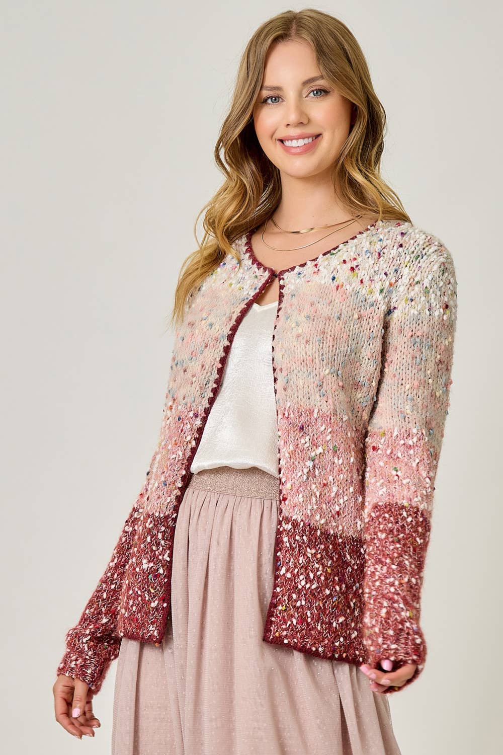 Mystree - Wholesale Cardigan - Women's - 61203 Melange Color Blocked Cardigan 1