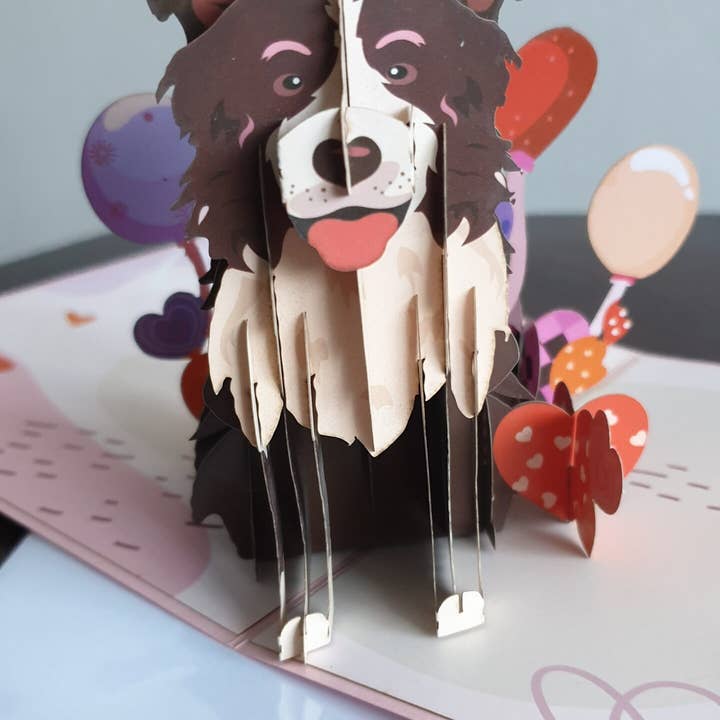 3D Pop-Up Card "Collie Dog" – A Loving Gift for Dog Lovers for wholesale by Papier Paradies