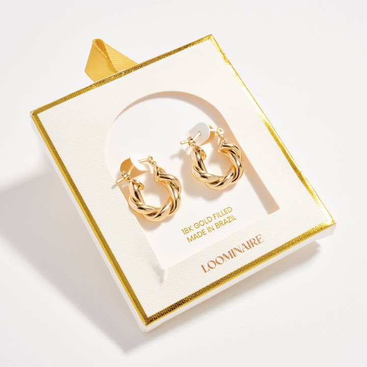 GD Gold Filled Braided Hoop Earrings for wholesale on Faire4