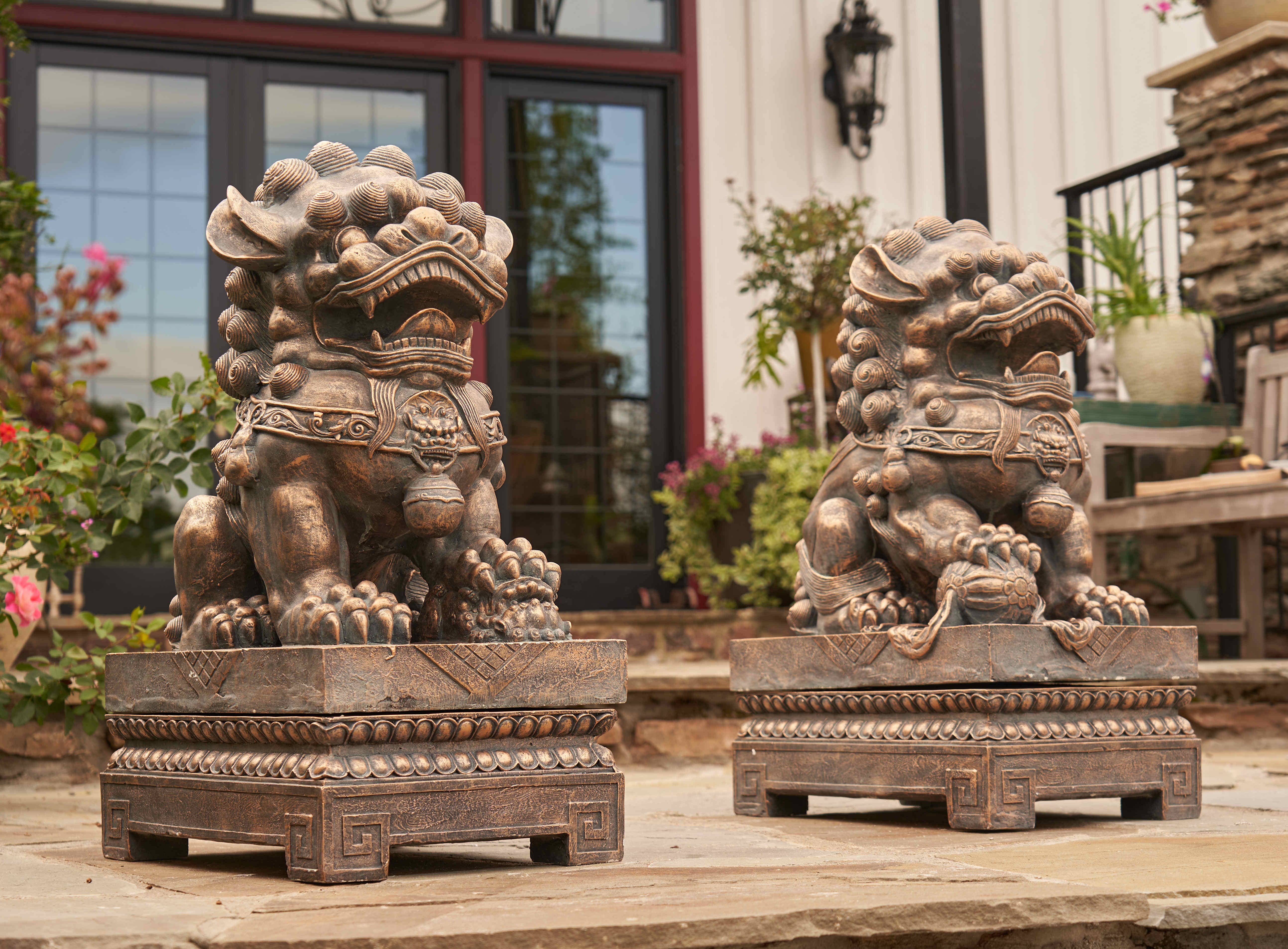 Zaer Ltd. International - Wholesale Sculpture - Magnesium Foo Dog Statues "Gan & An" 2PC/Set- Options4
