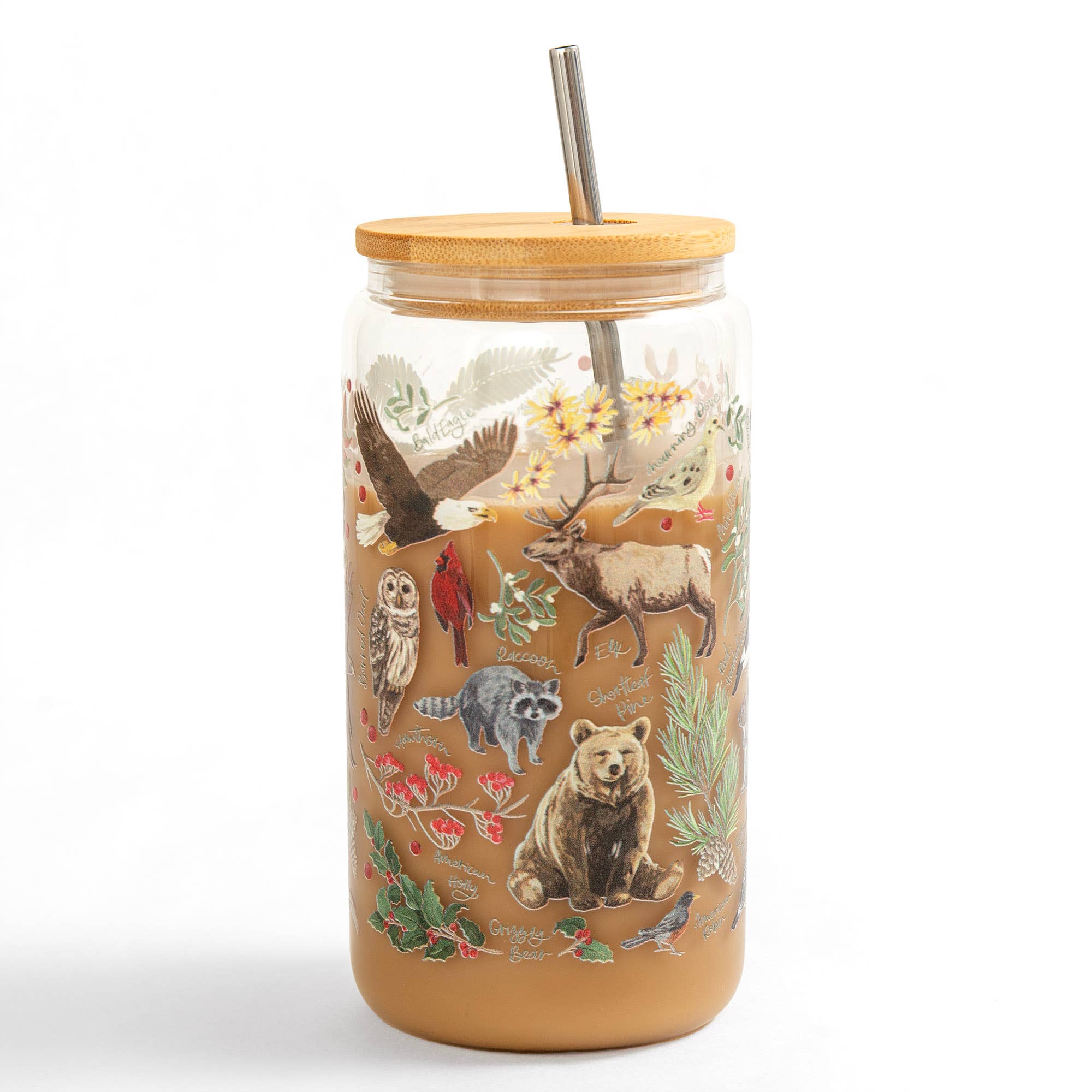 1canoe2 | One Canoe Two Paper Co. - Wholesale Drinking glass/cup - Winter Flora & Fauna Glass Can2