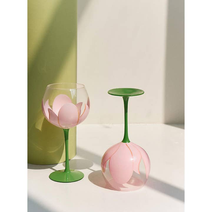 TUTU Home - Vente Verres à vin - Verre à vin « Tulipe » en forme de fleur verte