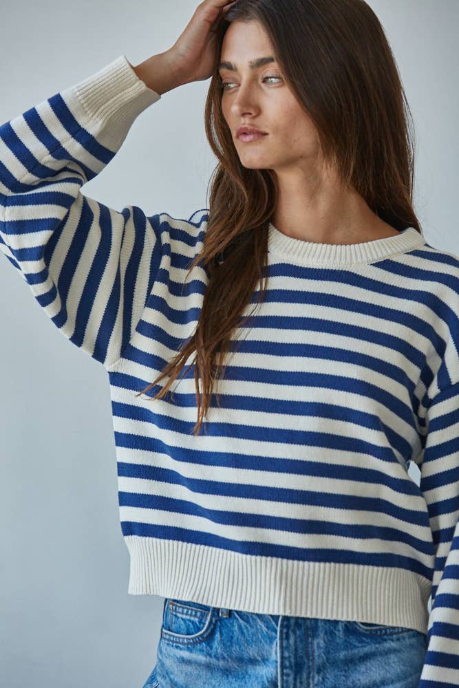 By Together - Wholesale Knit Sweater - Women's - W2163 | Knit Sweater Nylon Wool Acrylic Striped Pullover5