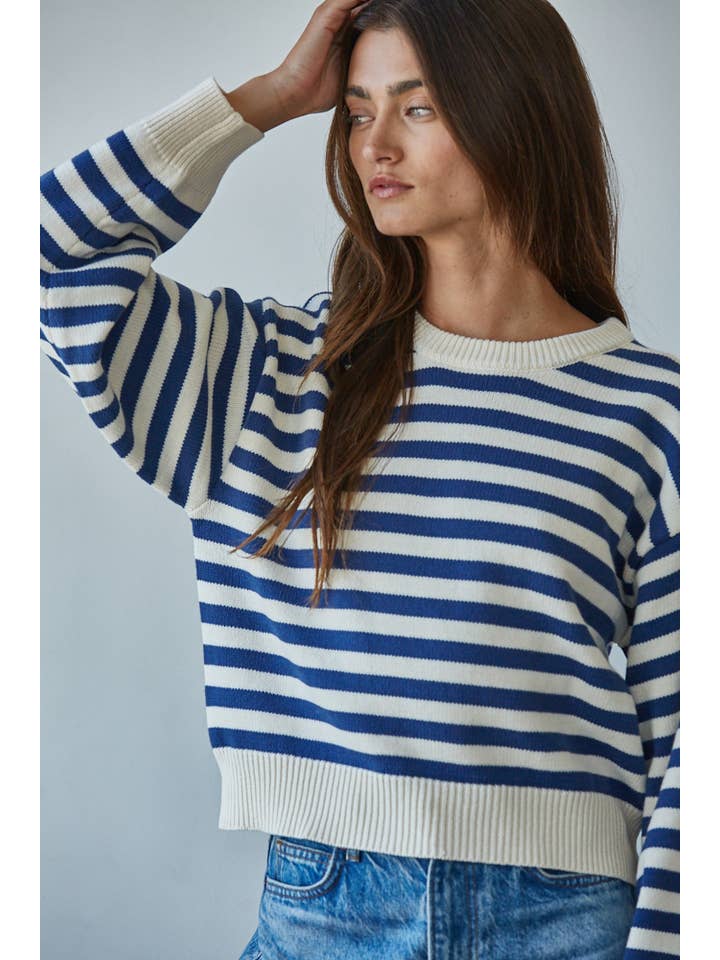 By Together - Wholesale Knit Sweater - Women's - W2163 | Knit Sweater Nylon Wool Acrylic Striped Pullover5