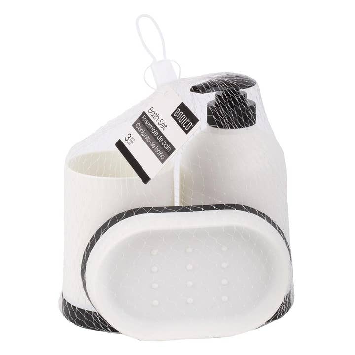 Bodico, 3-pc Bath Set, mesh bag with hang tag for wholesale by Bodico