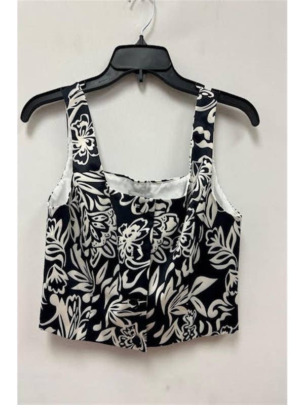 Black Square Neck Button Front Cropped Tank Top With Lining for wholesale on Faire