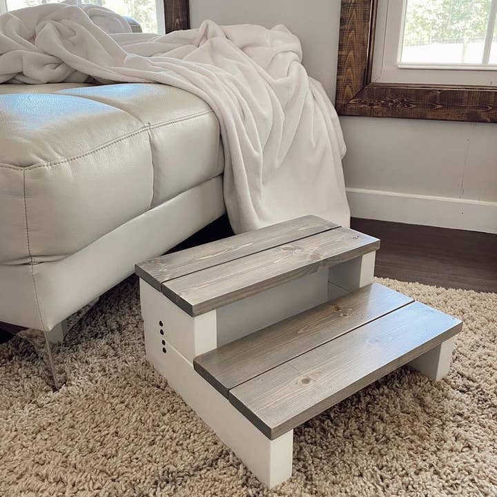 The Wooden Step Stool - Vente Tabouret - Escabeau gris classique2