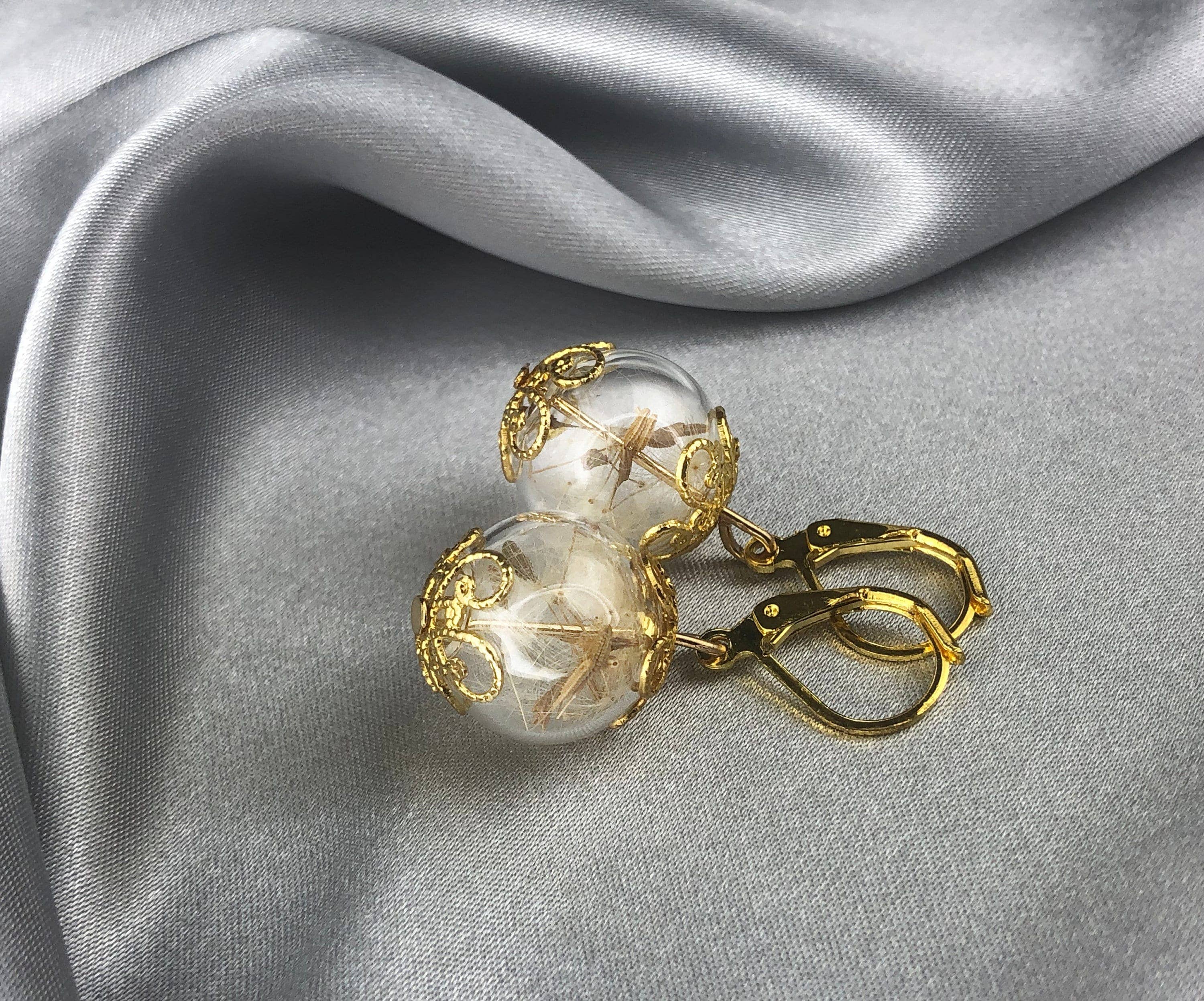 MadamLili - Wholesale Dangle Earrings - Real dandelions earrings, gold earrings with lion's fur5