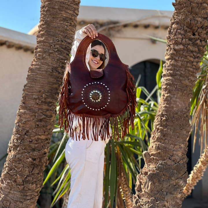 Berberwoolrug – wholesale Shoulder bag – women's – Handmade Soft Leather Gypsy Bag | Bohemian Fringe purse 2