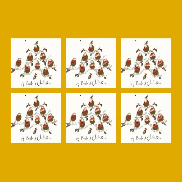 A Bobbin of Robins Christmas Card Pack (pack of 6) for wholesale by Anna Wright Ltd