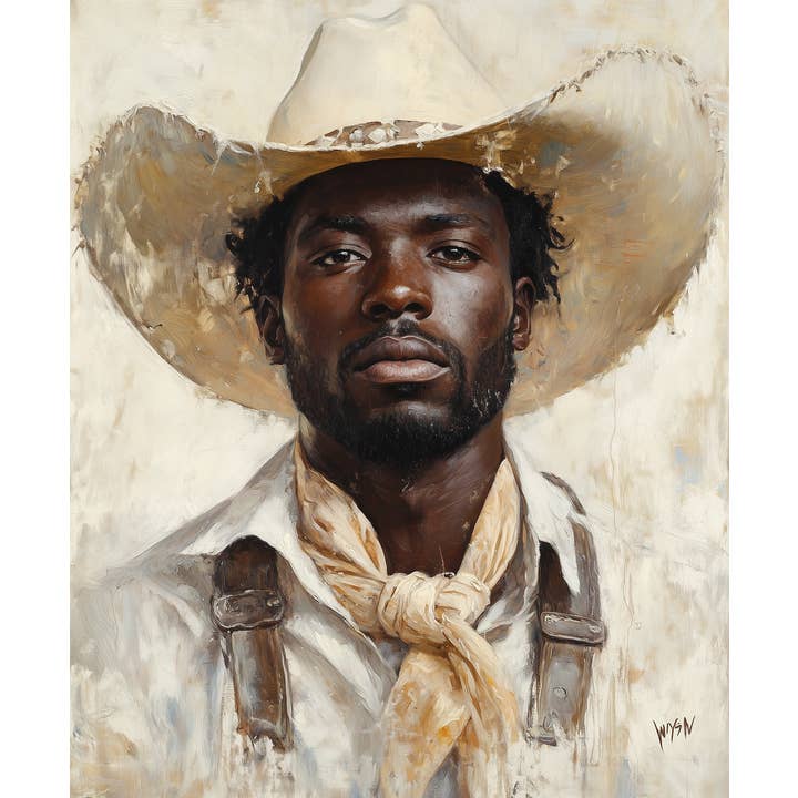 Mowbi - Wholesale Art Print - Cowboy in Neutral Tones - Cowboy Western Art Prints 8"x10" Artwork for 12"x14" Frame