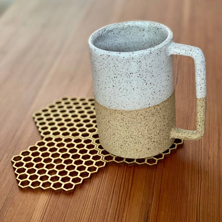 Honeycomb Wood Coaster Blanks and Holder. DIY coaster. Unfinished