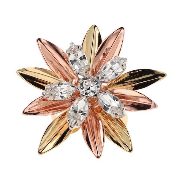 OTAZU - Wholesale Cocktail/Statement Ring - La Bloemen Crystal Flower Ring - Small0